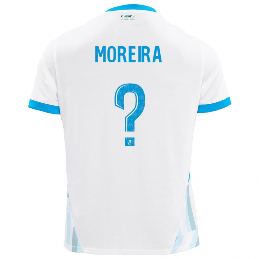 Kandiny Bambino Maglia Iuri Moreira #0 Bianco Azzurro Kit Gara Home 2024/25 Maglietta