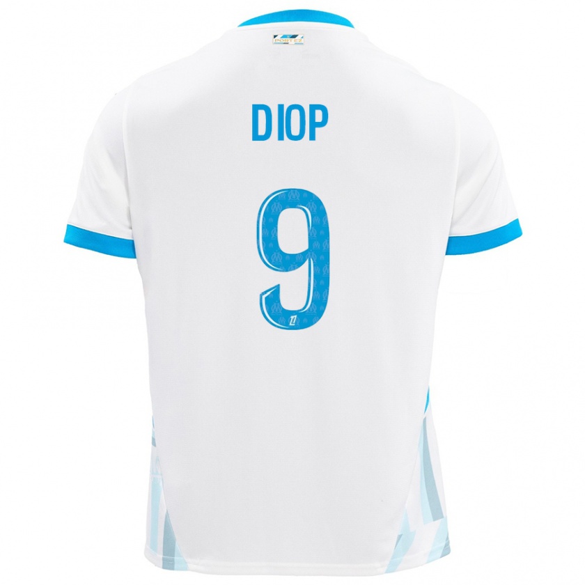 Kandiny Bambino Maglia Mama Diop #9 Bianco Azzurro Kit Gara Home 2024/25 Maglietta