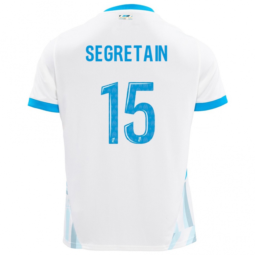 Kandiny Bambino Maglia Julie Ségrétain #15 Bianco Azzurro Kit Gara Home 2024/25 Maglietta