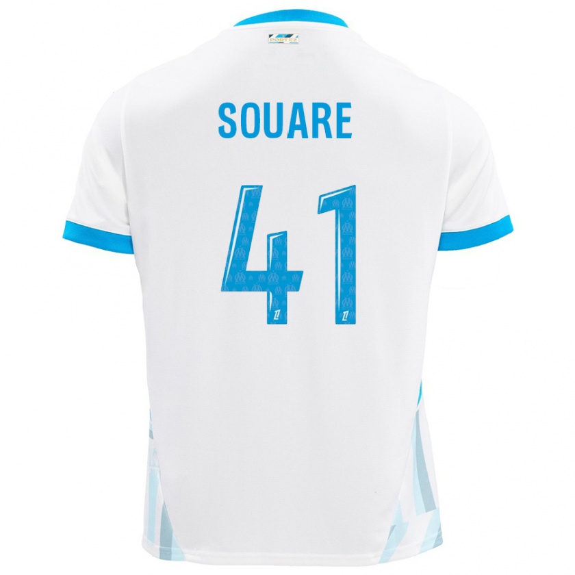 Kandiny Kinderen Cheick Souare #41 Wit Hemelsblauw Thuisshirt Thuistenue 2024/25 T-Shirt