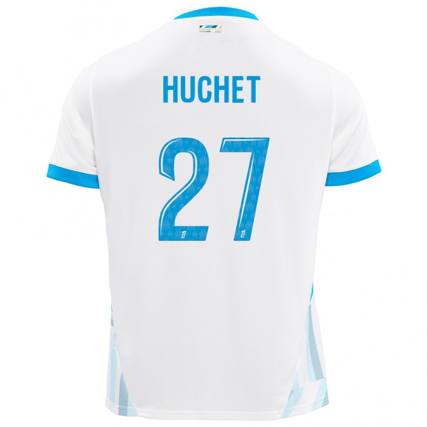 Kandiny Bambino Maglia Sarah Huchet #27 Bianco Azzurro Kit Gara Home 2024/25 Maglietta