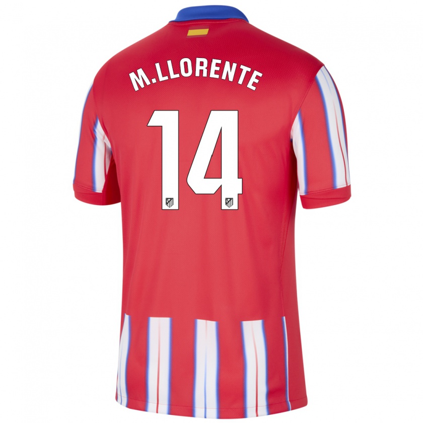 Kandiny Kinderen Marcos Llorente #14 Rood Wit Blauw Thuisshirt Thuistenue 2024/25 T-Shirt