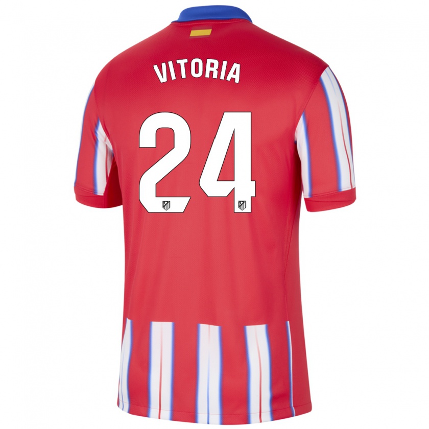 Kandiny Bambino Maglia Ana Vitória #24 Rosso Bianco Blu Kit Gara Home 2024/25 Maglietta