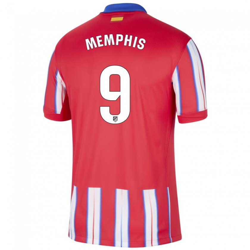 Kandiny Niño Camiseta Memphis Depay #9 Rojo Blanco Azul 1ª Equipación 2024/25 La Camisa