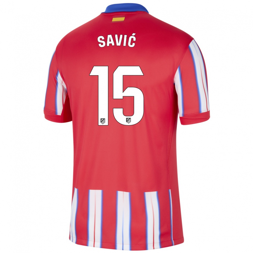 Kandiny Kinderen Stefan Savic #15 Rood Wit Blauw Thuisshirt Thuistenue 2024/25 T-Shirt