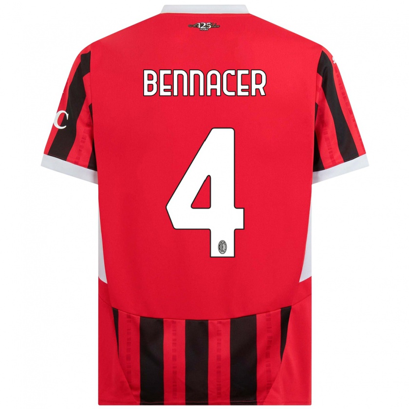 Kandiny Bambino Maglia Ismaël Bennacer #4 Rosso Nero Kit Gara Home 2024/25 Maglietta