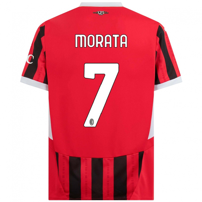 Kandiny Kinderen Álvaro Morata #7 Rood Zwart Thuisshirt Thuistenue 2024/25 T-Shirt