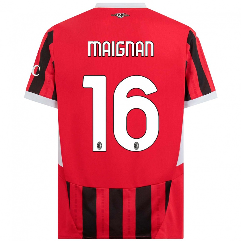 Kandiny Bambino Maglia Mike Maignan #16 Rosso Nero Kit Gara Home 2024/25 Maglietta