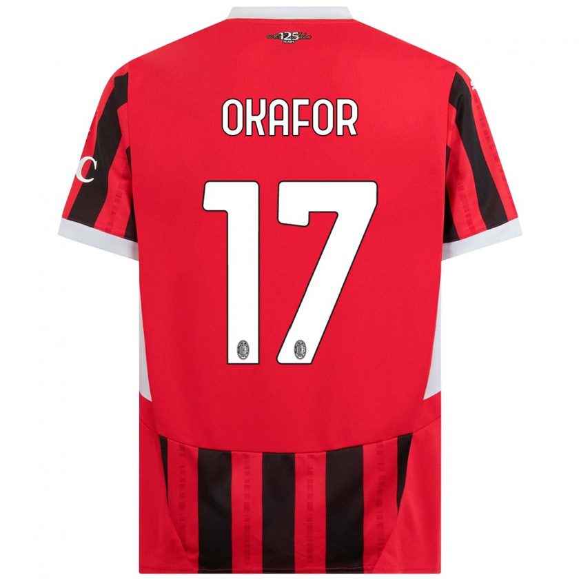 Kandiny Niño Camiseta Noah Okafor #17 Rojo Negro 1ª Equipación 2024/25 La Camisa