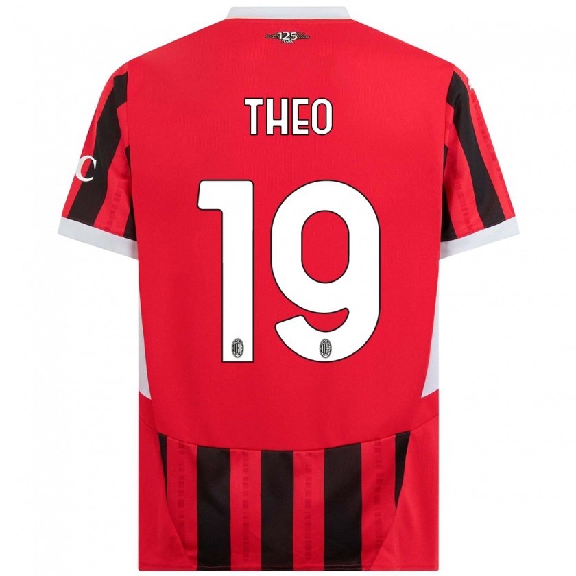 Kandiny Kinderen Theo Hernández #19 Rood Zwart Thuisshirt Thuistenue 2024/25 T-Shirt