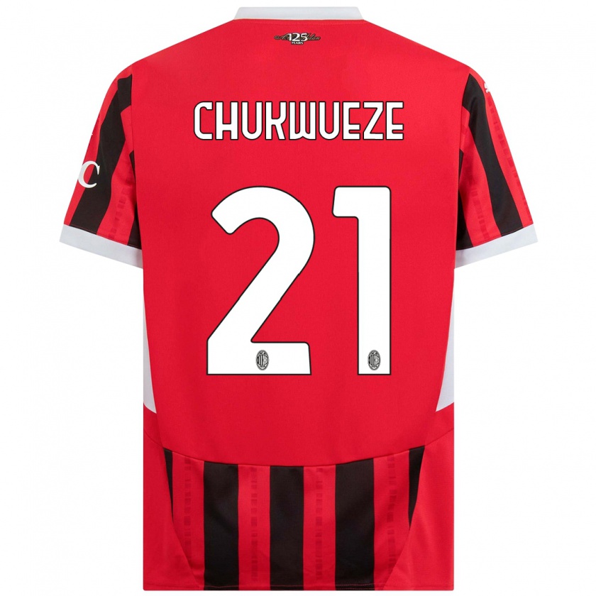 Kandiny Kinderen Samuel Chukwueze #21 Rood Zwart Thuisshirt Thuistenue 2024/25 T-Shirt