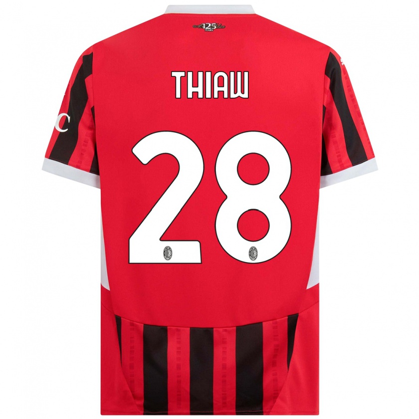 Kandiny Kinderen Malick Thiaw #28 Rood Zwart Thuisshirt Thuistenue 2024/25 T-Shirt