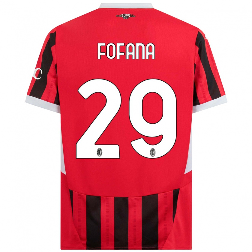 Kandiny Bambino Maglia Youssouf Fofana #29 Rosso Nero Kit Gara Home 2024/25 Maglietta