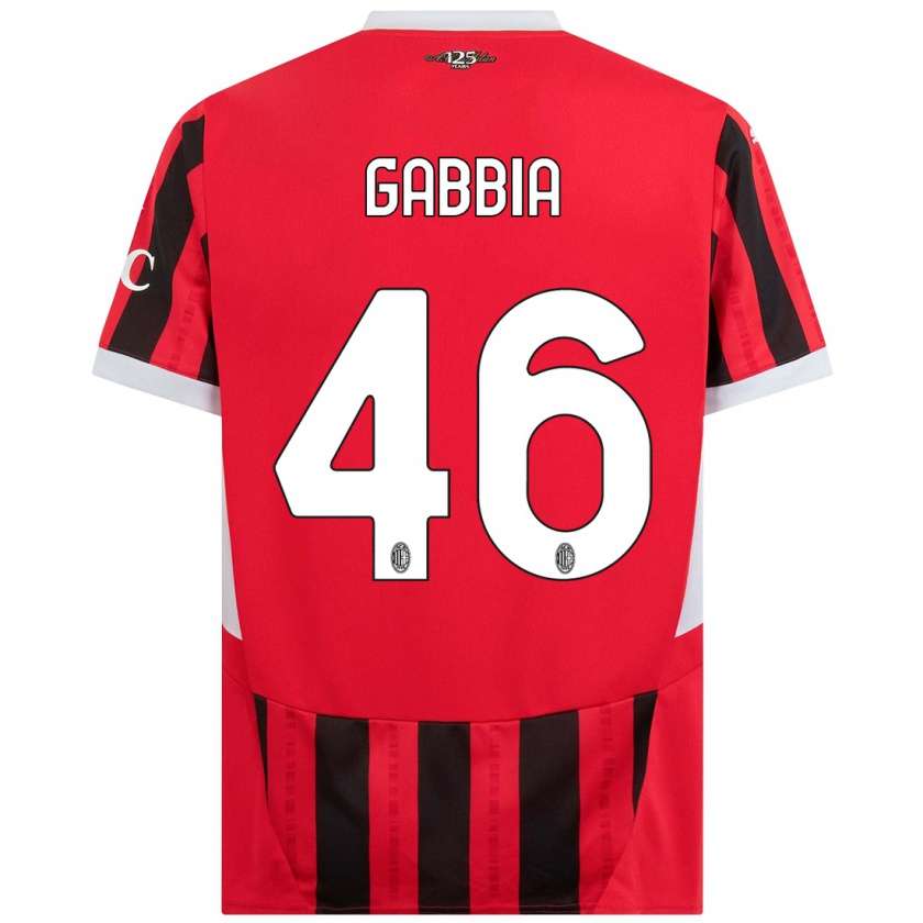 Kandiny Kinderen Matteo Gabbia #46 Rood Zwart Thuisshirt Thuistenue 2024/25 T-Shirt