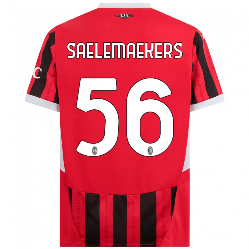 Kandiny Bambino Maglia Alexis Saelemaekers #56 Rosso Nero Kit Gara Home 2024/25 Maglietta