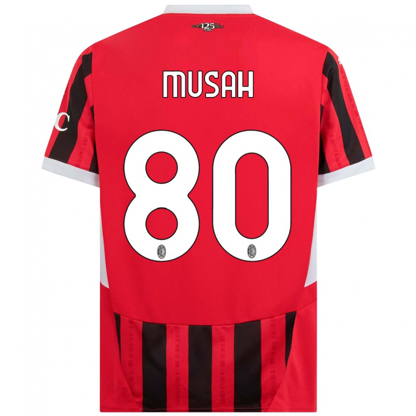 Kandiny Bambino Maglia Yunus Musah #80 Rosso Nero Kit Gara Home 2024/25 Maglietta