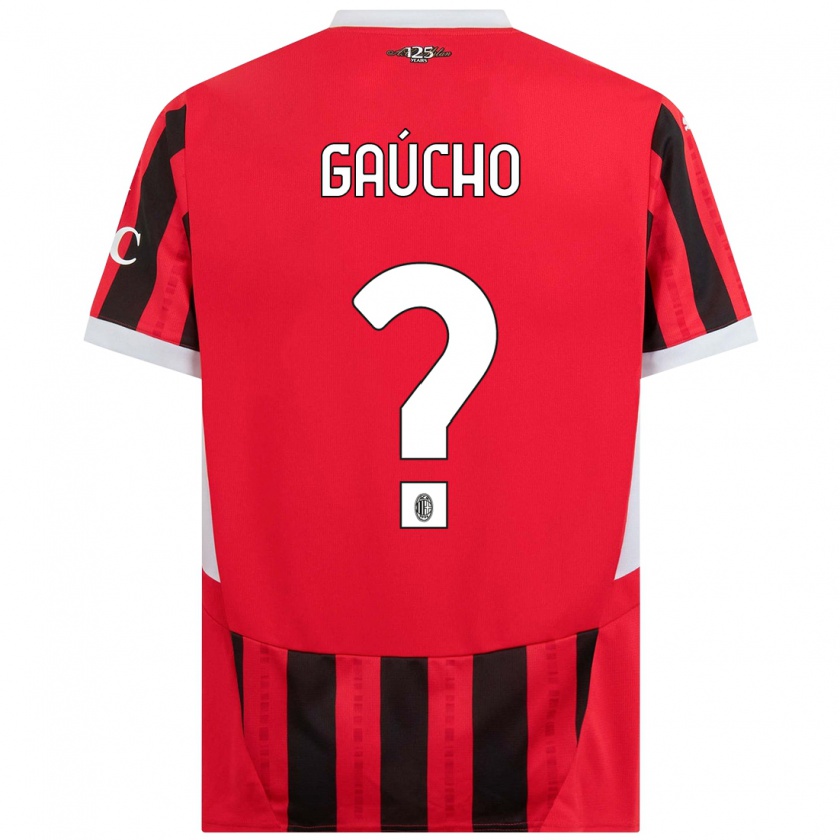 Kandiny Bambino Maglia Estevan Gaúcho #0 Rosso Nero Kit Gara Home 2024/25 Maglietta