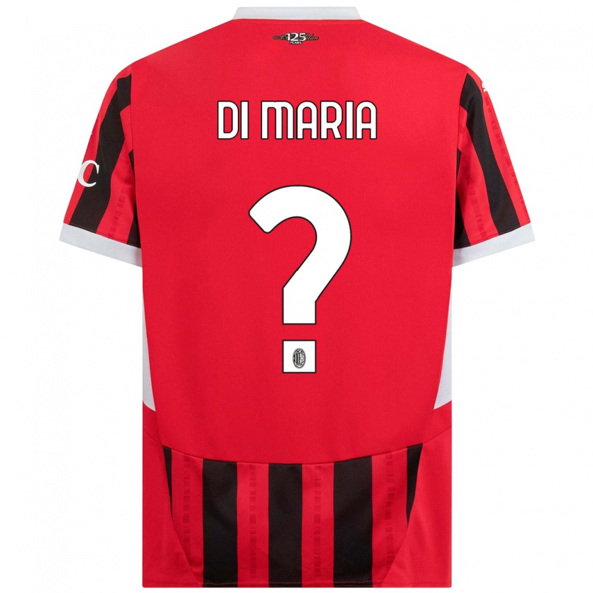 Kandiny Bambino Maglia Alessandro Di Maria #0 Rosso Nero Kit Gara Home 2024/25 Maglietta