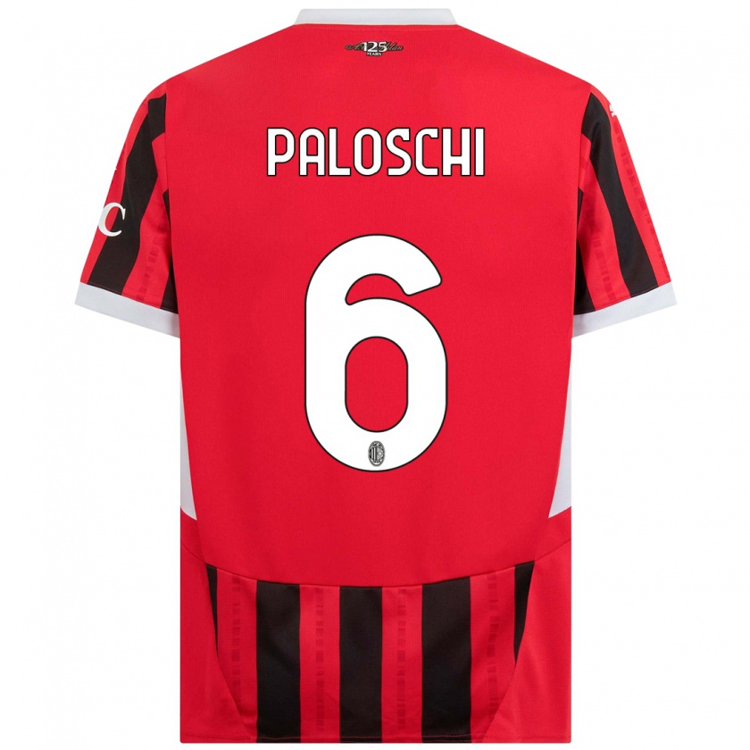 Kandiny Bambino Maglia Dorian Paloschi #6 Rosso Nero Kit Gara Home 2024/25 Maglietta