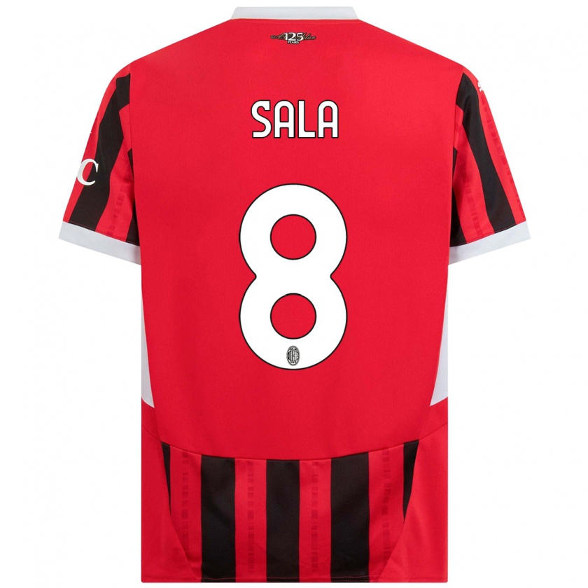 Kandiny Bambino Maglia Emanuele Sala #8 Rosso Nero Kit Gara Home 2024/25 Maglietta