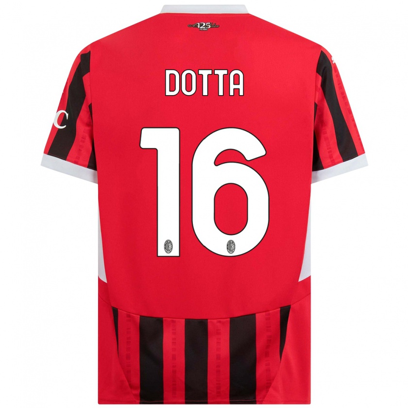 Kandiny Kinderen Cristiano Dotta #16 Rood Zwart Thuisshirt Thuistenue 2024/25 T-Shirt