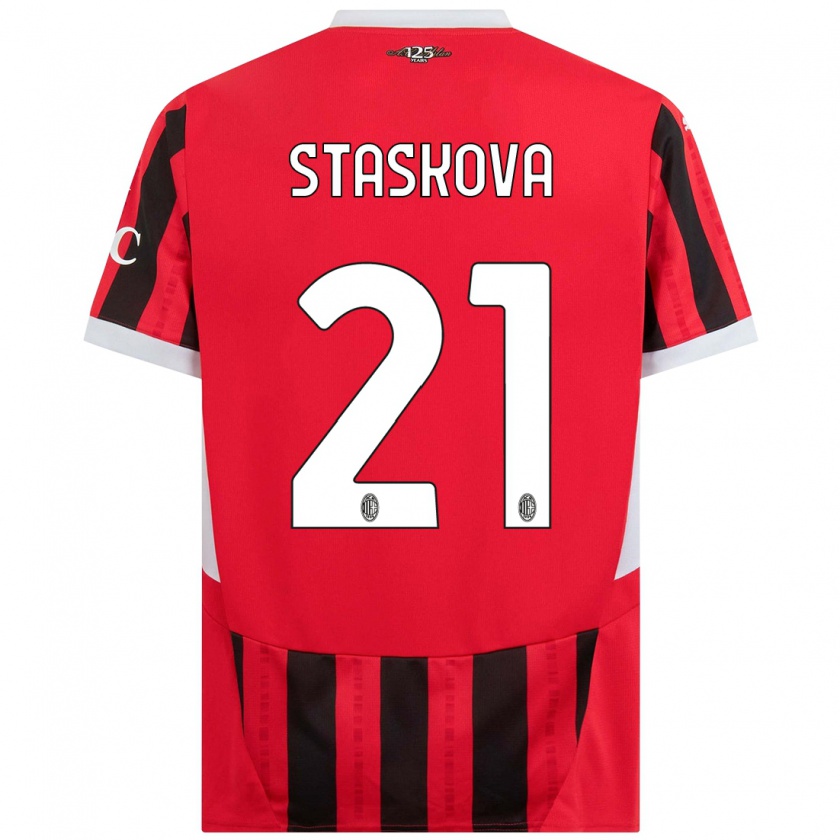 Kandiny Kinderen Andrea Stašková #21 Rood Zwart Thuisshirt Thuistenue 2024/25 T-Shirt