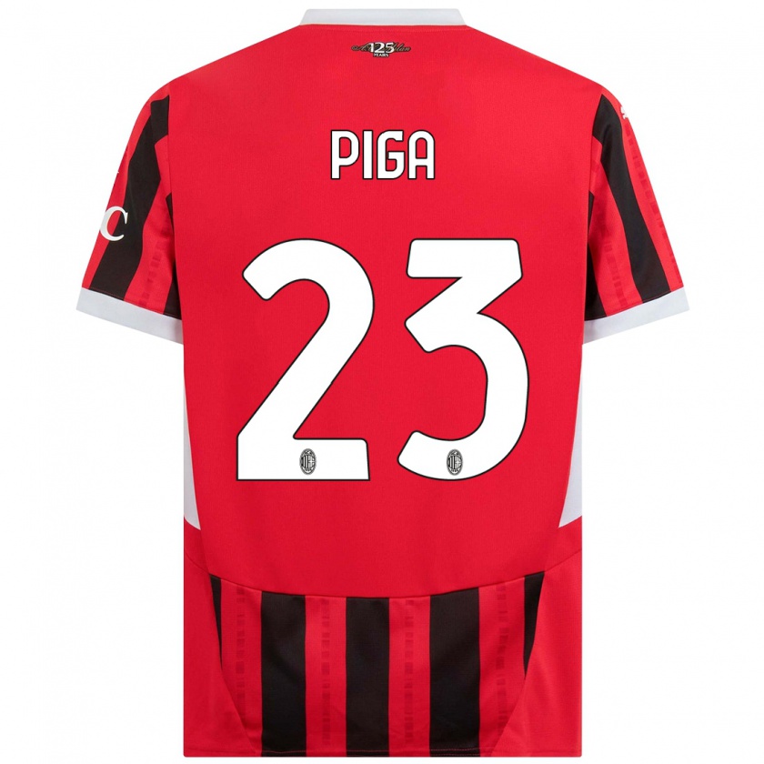 Kandiny Bambino Maglia Julie Piga #23 Rosso Nero Kit Gara Home 2024/25 Maglietta