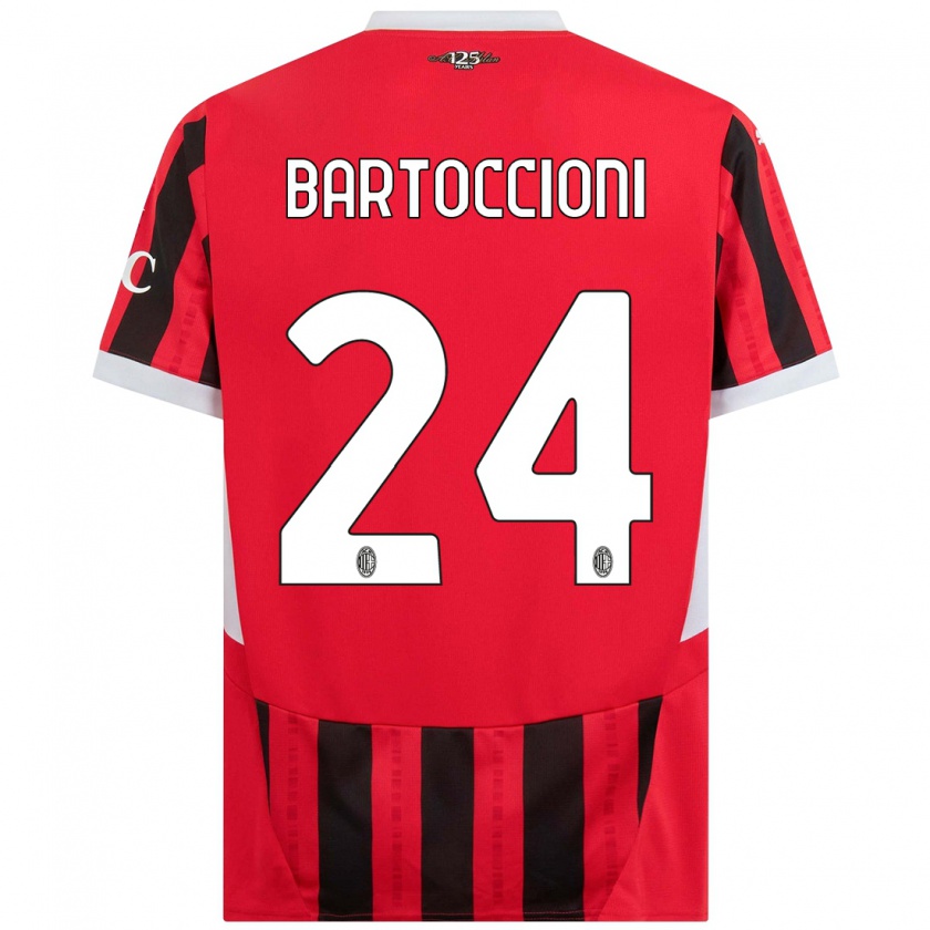 Kandiny Bambino Maglia Andrea Bartoccioni #24 Rosso Nero Kit Gara Home 2024/25 Maglietta