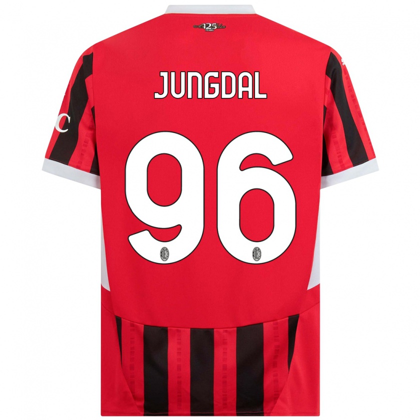 Kandiny Bambino Maglia Andreas Jungdal #96 Rosso Nero Kit Gara Home 2024/25 Maglietta