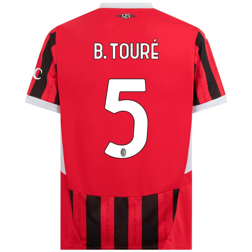 Kandiny Bambino Maglia Fode Ballo-Toure #5 Rosso Nero Kit Gara Home 2024/25 Maglietta