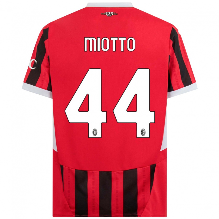 Kandiny Kinderen Giorgia Miotto #44 Rood Zwart Thuisshirt Thuistenue 2024/25 T-Shirt