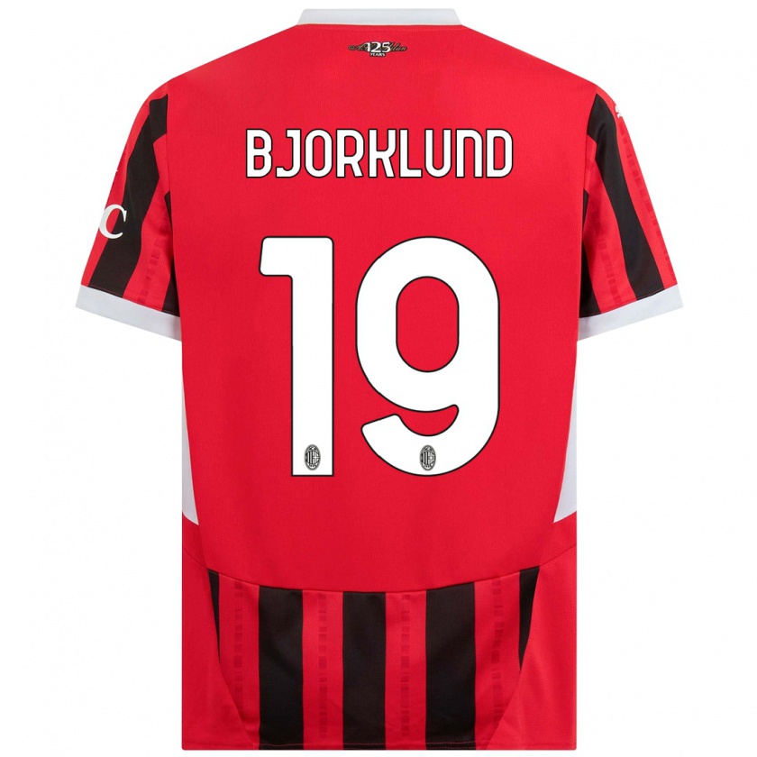 Kandiny Bambino Maglia Lukas Bjorklund #19 Rosso Nero Kit Gara Home 2024/25 Maglietta