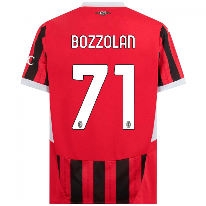 Kandiny Bambino Maglia Andrea Bozzolan #71 Rosso Nero Kit Gara Home 2024/25 Maglietta