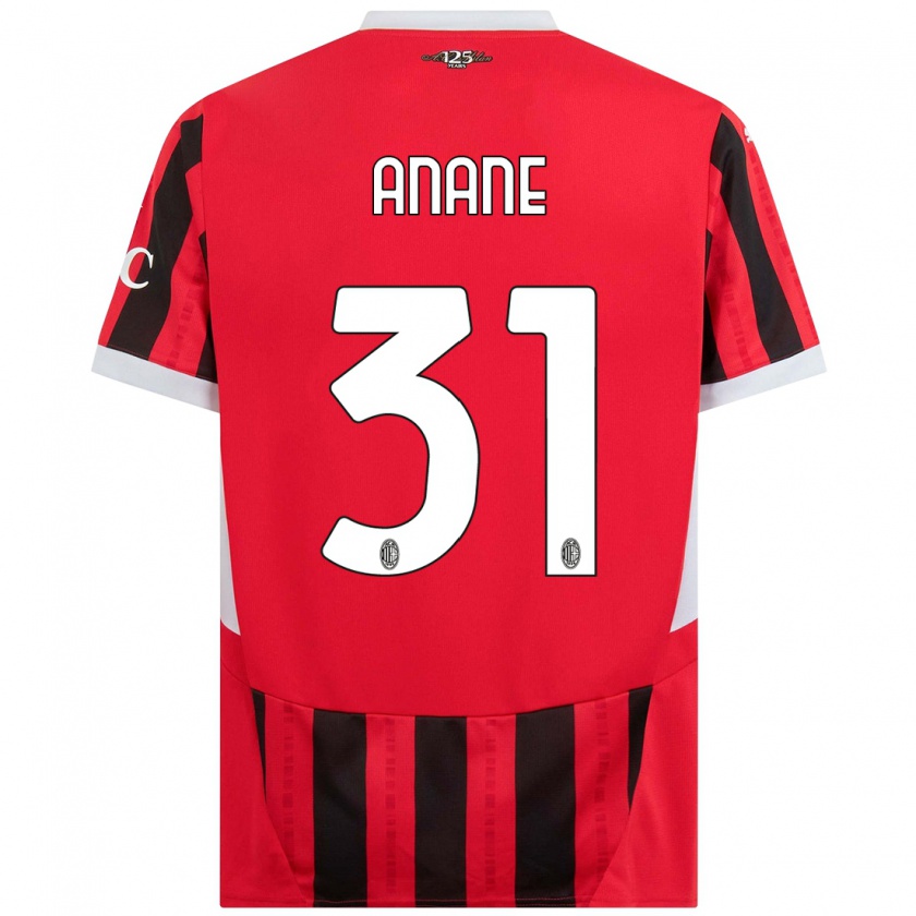 Kandiny Bambino Maglia Emmanuel Anane #31 Rosso Nero Kit Gara Home 2024/25 Maglietta