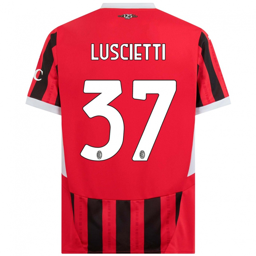 Kandiny Bambino Maglia Abebe Luscietti #37 Rosso Nero Kit Gara Home 2024/25 Maglietta