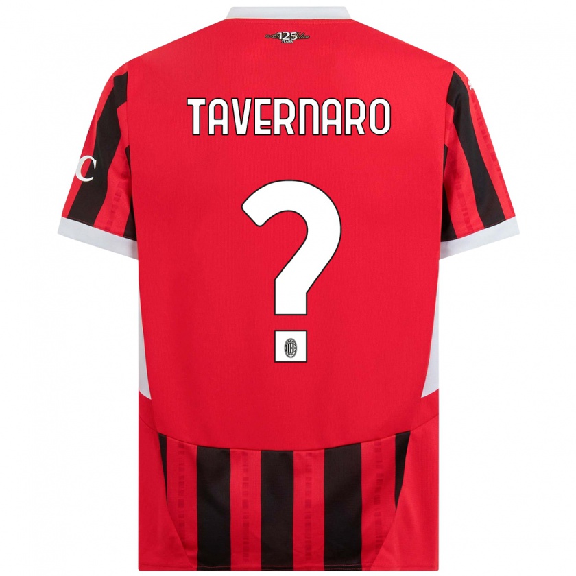 Kandiny Niño Camiseta Federico Tavernaro #0 Rojo Negro 1ª Equipación 2024/25 La Camisa