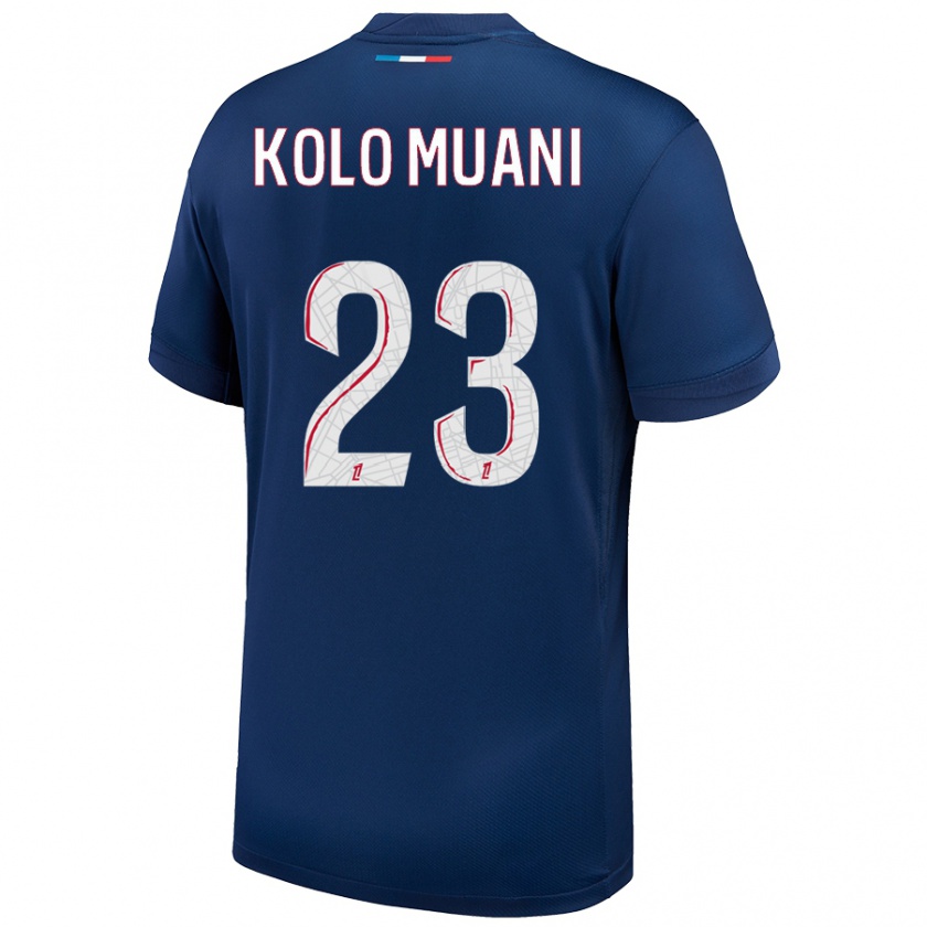 Kandiny Bambino Maglia Randal Kolo Muani #23 Blu Navy Bianco Kit Gara Home 2024/25 Maglietta