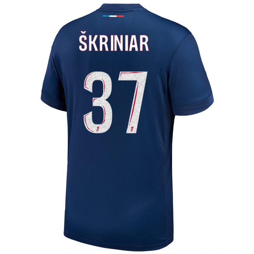 Kandiny Kinderen Milan Skriniar #37 Marineblauw Wit Thuisshirt Thuistenue 2024/25 T-Shirt