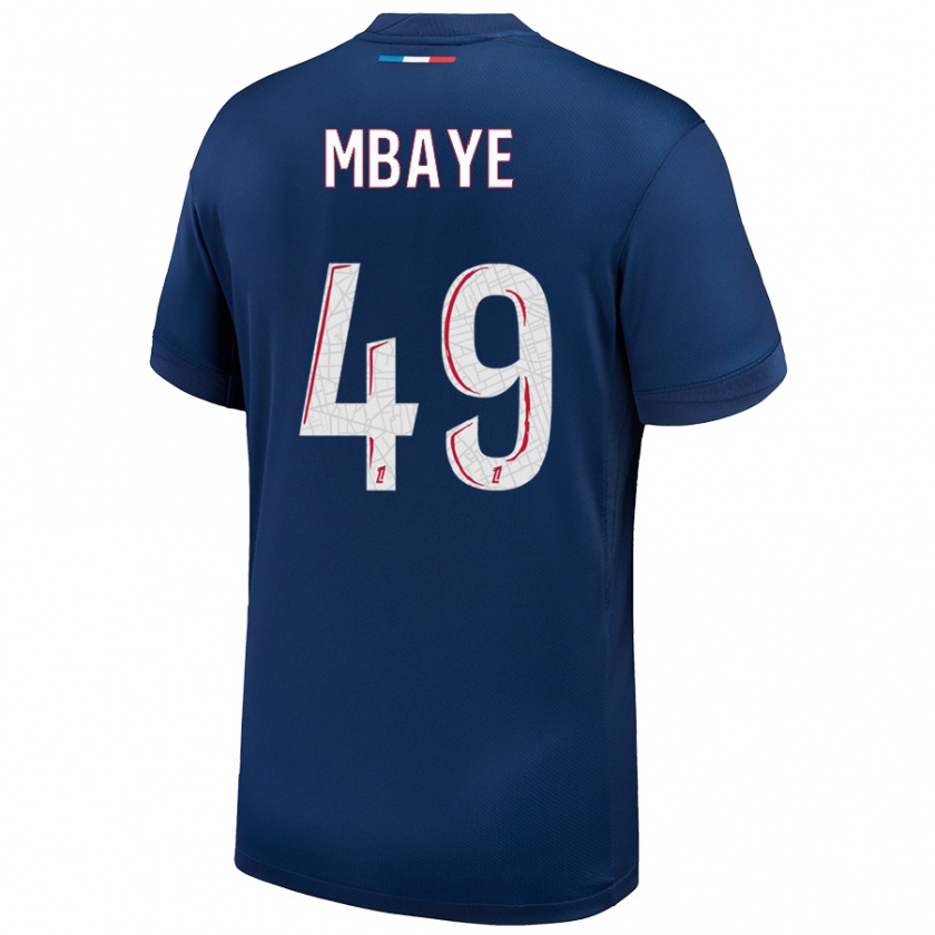 Kandiny Niño Camiseta Ibrahim Mbaye #49 Azul Marino Blanco 1ª Equipación 2024/25 La Camisa México