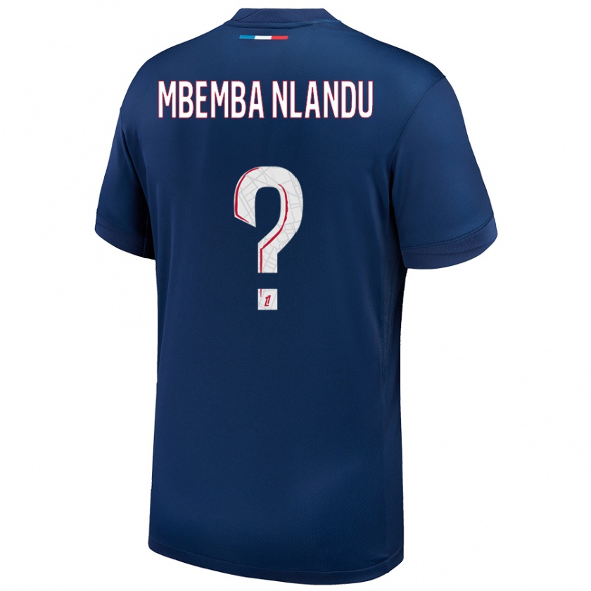 Kandiny Criança Camisola Emmanuel Mbemba Nlandu #0 Azul Marinho Branco Principal 2024/25 Camisa Brasil