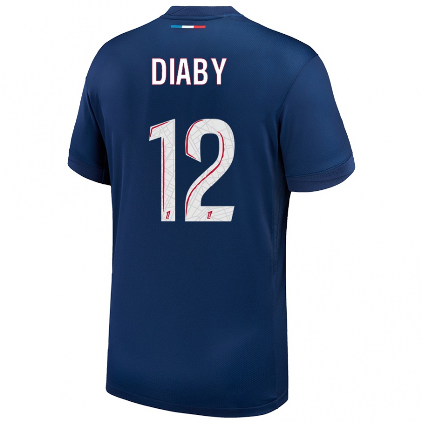 Kandiny Kinderen Ibrahima Diaby #12 Marineblauw Wit Thuisshirt Thuistenue 2024/25 T-Shirt