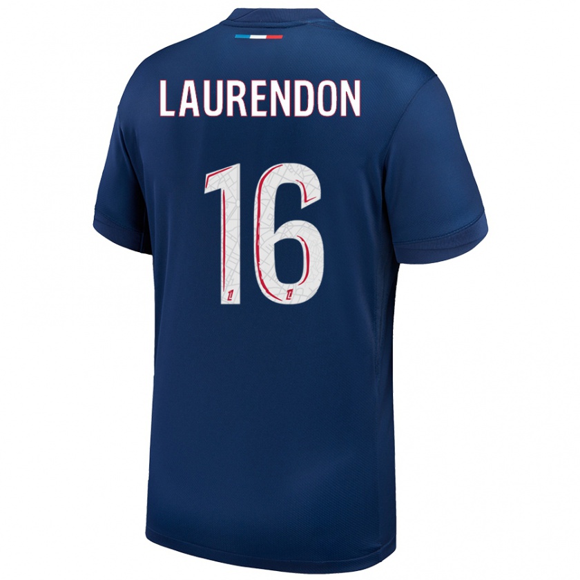 Kandiny Niño Camiseta Bilal Laurendon #16 Azul Marino Blanco 1ª Equipación 2024/25 La Camisa México