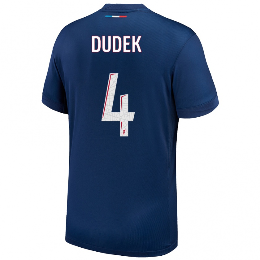 Kandiny Niño Camiseta Paulina Dudek #4 Azul Marino Blanco 1ª Equipación 2024/25 La Camisa México