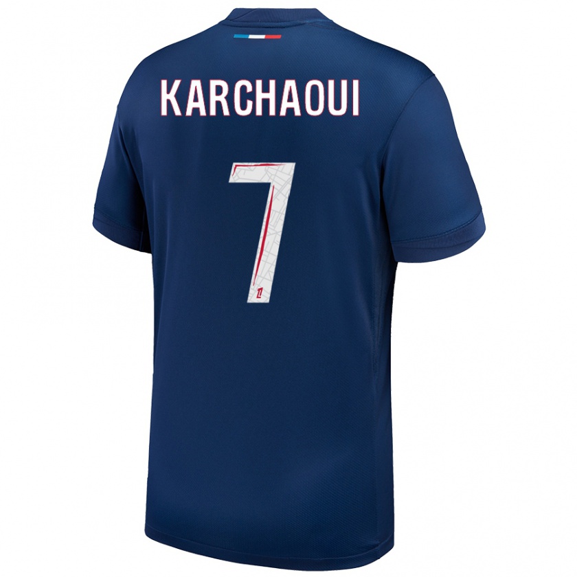 Kandiny Bambino Maglia Sakina Karchaoui #7 Blu Navy Bianco Kit Gara Home 2024/25 Maglietta