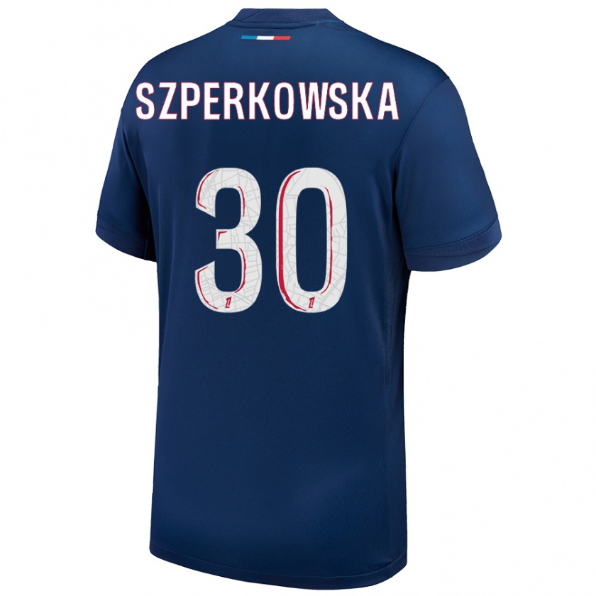 Kandiny Bambino Maglia Oliwia Szperkowska #30 Blu Navy Bianco Kit Gara Home 2024/25 Maglietta