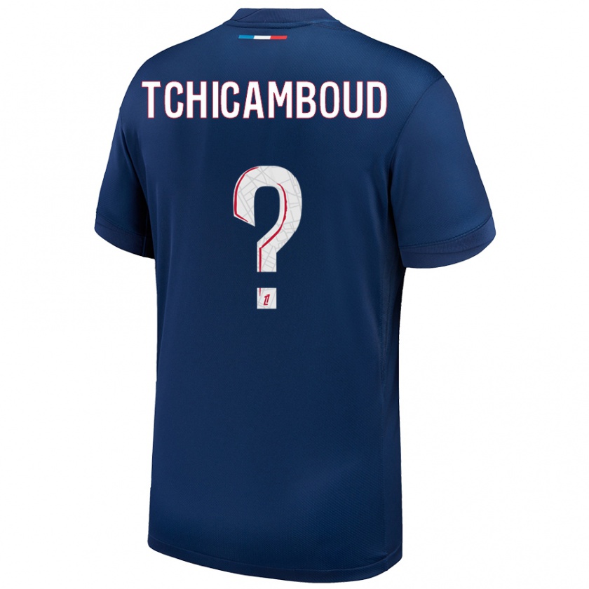 Kandiny Bambino Maglia Queyrell Tchicamboud #0 Blu Navy Bianco Kit Gara Home 2024/25 Maglietta