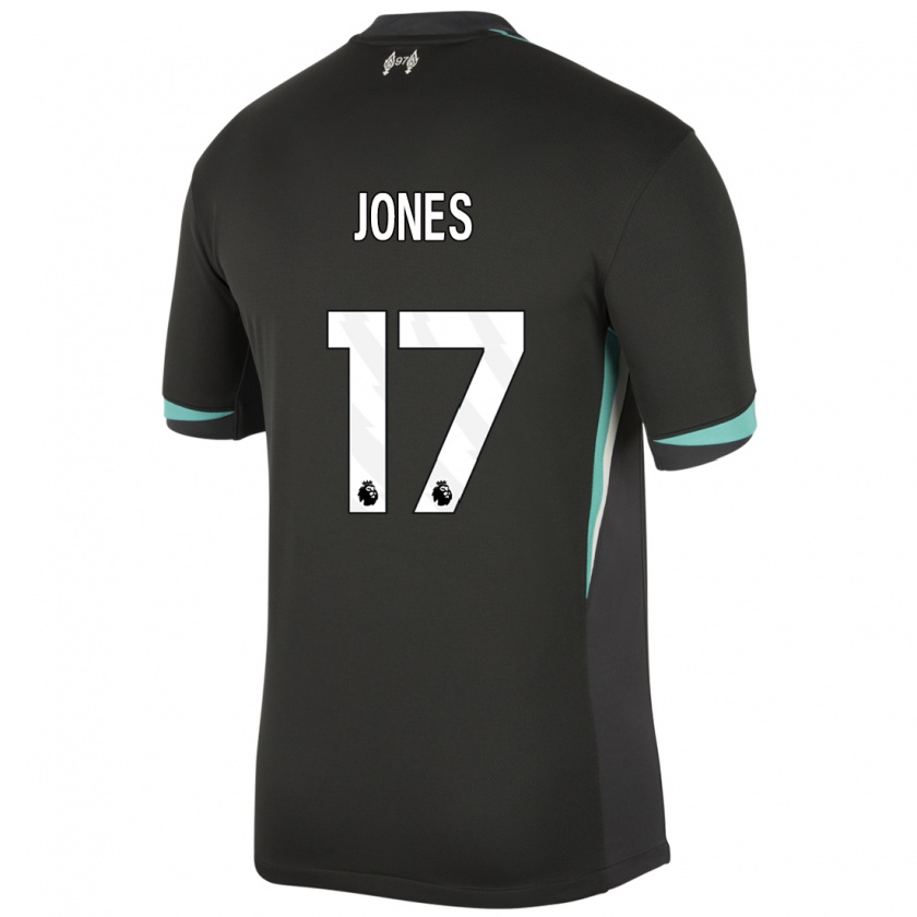 Kandiny Kinderen Curtis Jones #17 Zwart Antraciet Wit Uitshirt Uittenue 2024/25 T-Shirt