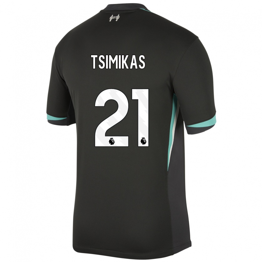 Kandiny Kinderen Konstantinos Tsimikas #21 Zwart Antraciet Wit Uitshirt Uittenue 2024/25 T-Shirt