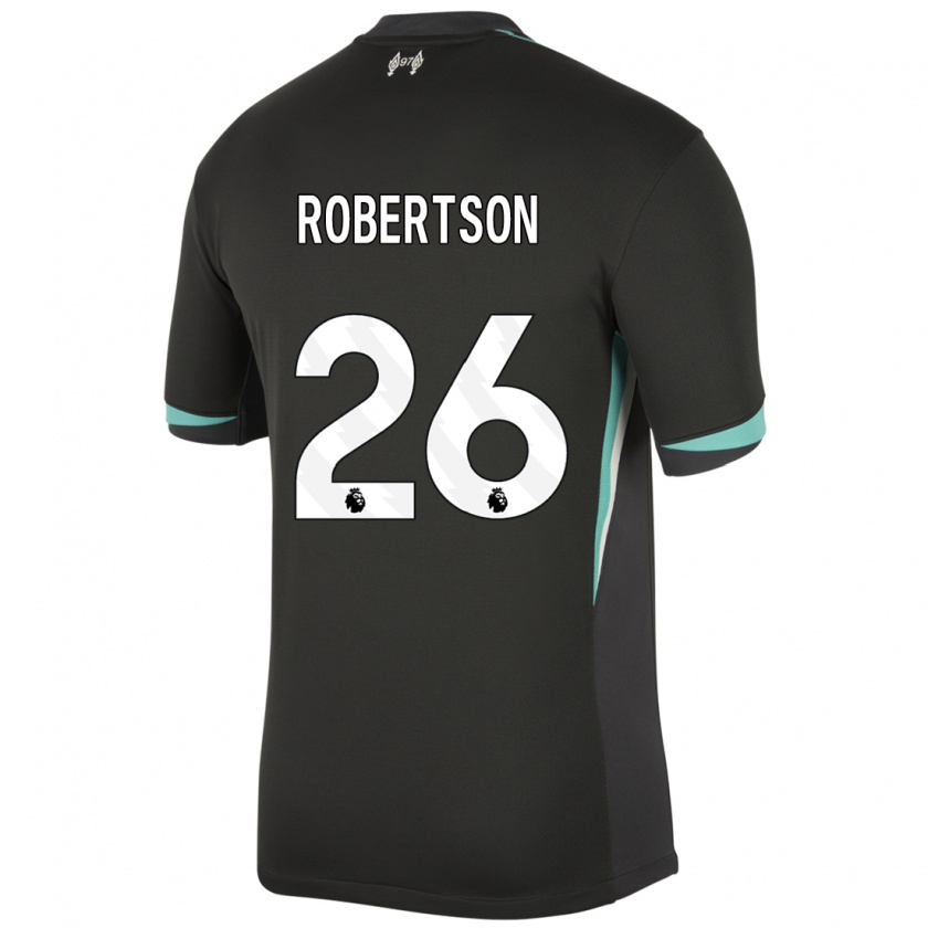 Kandiny Kinderen Andrew Robertson #26 Zwart Antraciet Wit Uitshirt Uittenue 2024/25 T-Shirt