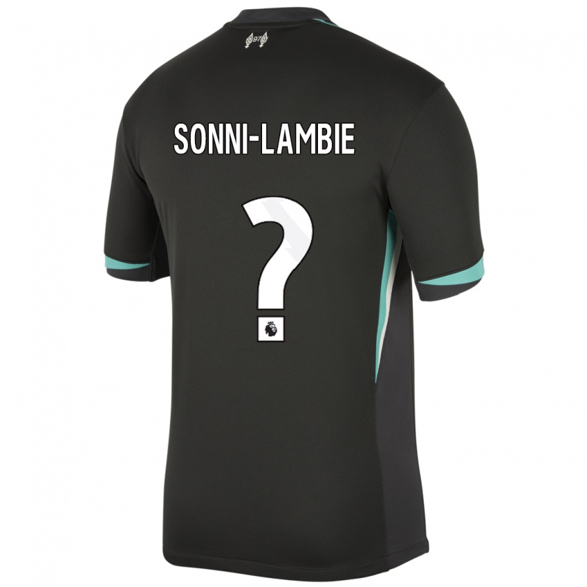 Kandiny Kinderen Joshua Sonni-Lambie #0 Zwart Antraciet Wit Uitshirt Uittenue 2024/25 T-Shirt